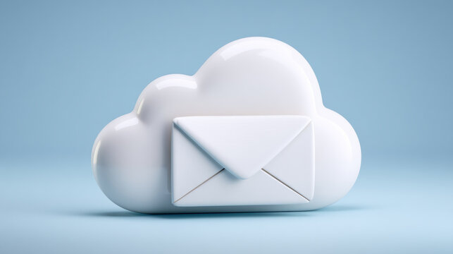 Cloud envelope and data concept with soft blue background expressing connection - Powered by Adobe