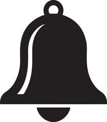 Black bell with loop and clapper on white background silhouette symbol