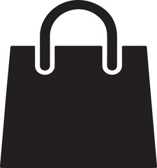 Black shopping bag with rounded handles and a plain rectangular body silhouette simple