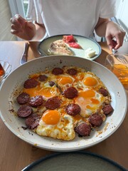 Sausage Fried Egg sausage egg, egg omelet sausage. Sucuklu Yumurta