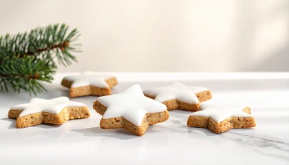 Festive Christmas Cookies with Icing and Sprinkles on Rustic Wooden Table