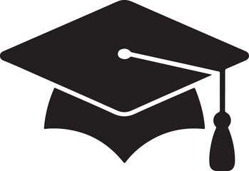 Black graduation cap with tassel and academic mortarboard academic cap education