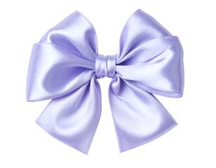A close-up of a delicate, light purple satin bow with textured folds and a tied center