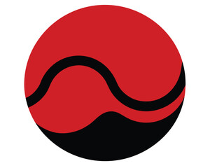 Red circle with black wavy lines symbol isolated design element
