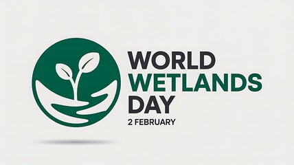 World wetlands day eco poster with green leaf and water symbol
