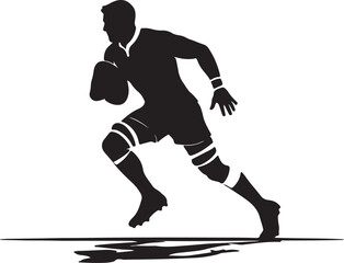 Fototapeta premium Silhouette of a rugby player running with a ball in hand also transparent background sports