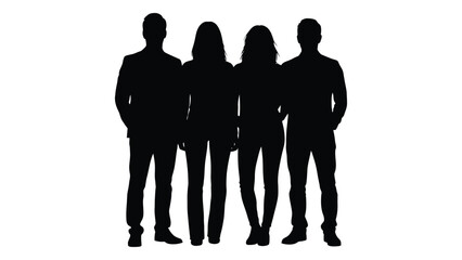 Four people standing together in a group showcasing a striking black silhouette