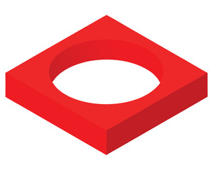 Red Square Frame Isolated on Transparent Background for Design