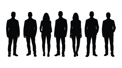 a group of people standing together depicted in a stark black silhouette