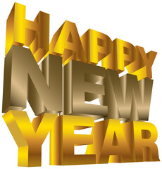 3d gold text, Happy new year