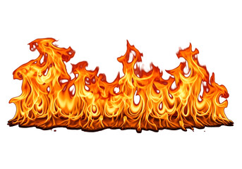Bright orange and yellow flame border on transparent background