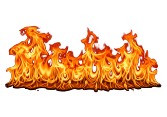 Bright orange and yellow flame border on transparent background