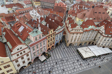View from the famous Clock Tower over Prague Old Town Square, Czech Republic, Europe