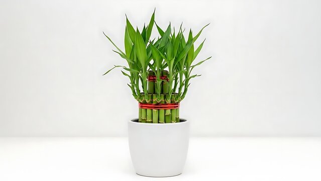 Lucky Bamboo Plant in White Pot