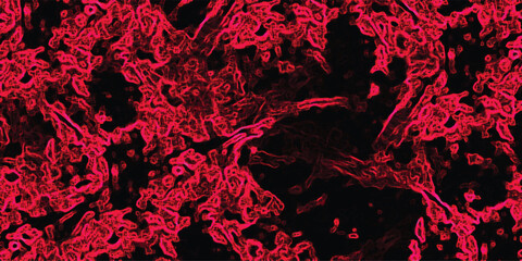 Energetic abstract background with bright neon pink organic fractal shapes and lines on a deep black canvas, dynamic and complex design