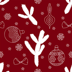 A pattern of Christmas and New Year symbols. Design for fabric, cards, and wrapping paper.