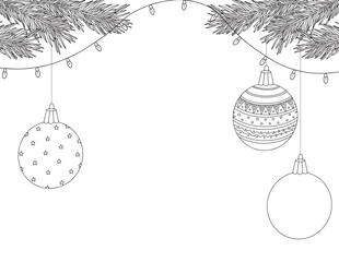 Christmas coloring page for adults and children. Symbols of Christmas and New Year.