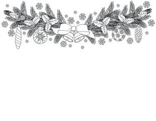 Christmas coloring page for adults and children. Symbols of Christmas and New Year.