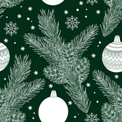 A pattern of Christmas and New Year symbols. Design for fabric, cards, and wrapping paper.
