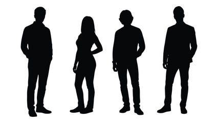 Four people standing in a row showcasing a distinct and striking silhouette