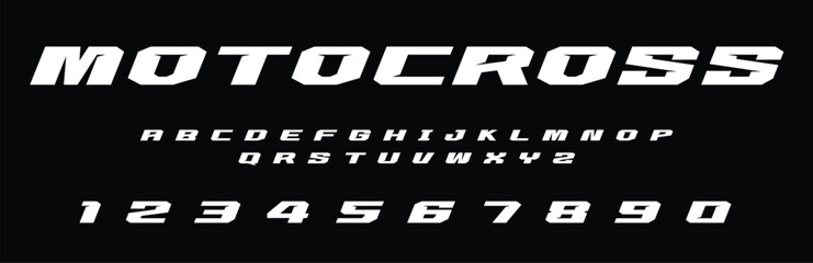 Motocross racer Font Alphabet Vector Design for High Performance and Racing Typography	

