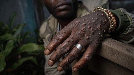 Human hands with monkeypox