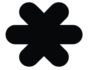 Abstract Black Flower Shape Isolated on Transparent Background