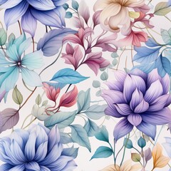 Watercolor Flowers Seamless Pattern, Watercolor Floral pattern, Flowers Digital Paper, Spring Fowers pattern, Floral Background