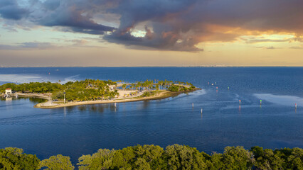 Aerial shot of Matheson Hammock Park in Coral Gables Florida USA