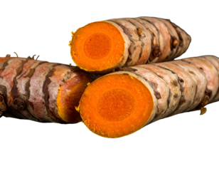 Bright orange root slices, earthy and vibrant