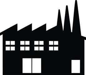 factory building icon silhouette vector illustration on transparent background