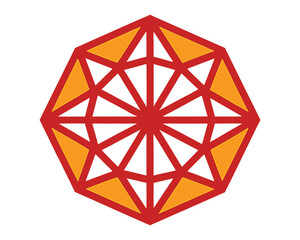 Abstract Geometric Pattern with Red and Gold Octagons