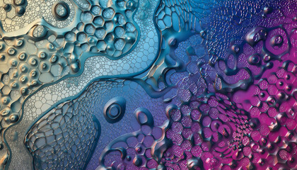 texture abstraite color&eacute;e, forme organique, motif cellulaire bleu vert rose