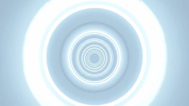 Abstract Tunnel With Futuristic Circular Light Emitting Diodes In Blue Color Scheme
