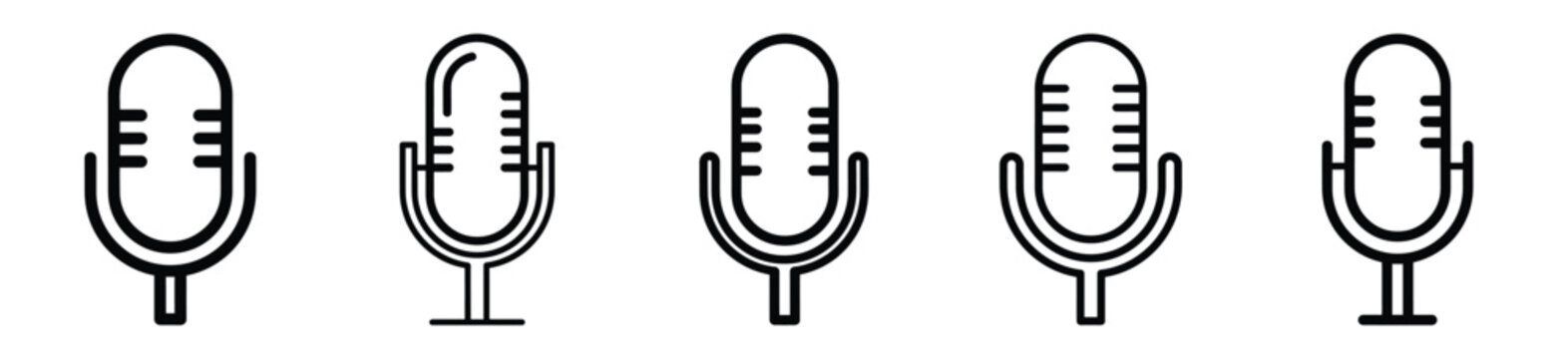 ai microphone line art icon set. ai and robotics outline icons collection.