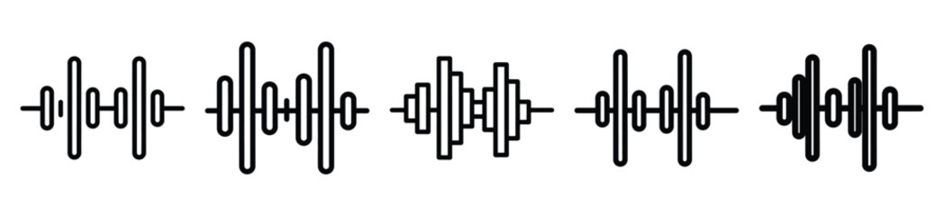 ai waveform line art icon set. ai and robotics outline icons collection.