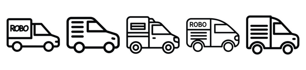 robo transport line art icon set. ai and robotics outline icons collection.