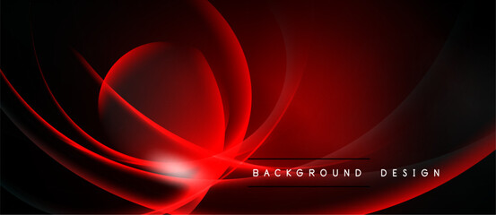 Abstract red design. Smooth curves create dynamic flow, glowing effect on dark background. Modern, elegant presentation.
