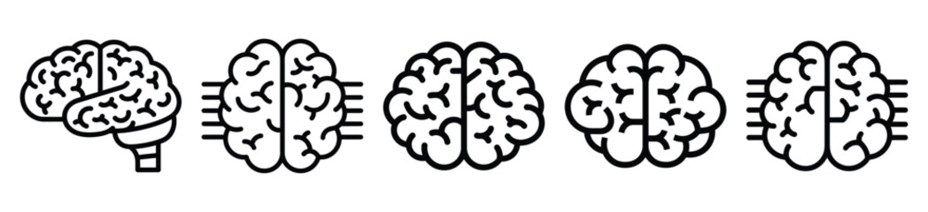 Obraz premium robot chip brain line art icon set. ai and robotics outline icons collection.