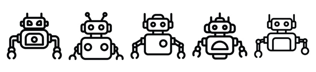 robot detection line art icon set. ai and robotics outline icons collection.