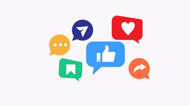 Social media interaction icons for use in digital marketing campaigns, social media posts, or website designs. Perfect for engaging content creation.
