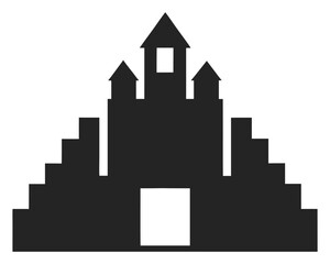 Black silhouette of a medieval castle with towers and turrets