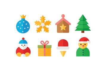 Obraz premium flat-style-christmas-vector-icons-set-with-twelve-.eps