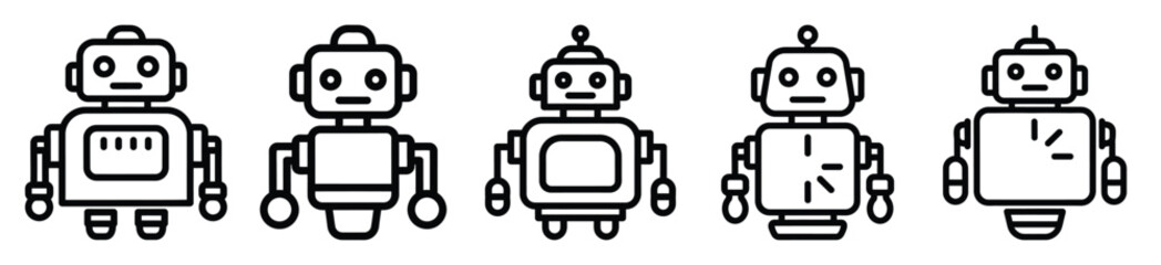 robot loading line art icon set. ai and robotics outline icons collection.