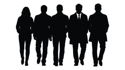 A group of five people standing together in a dark striking silhouette © JASMIN