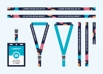 Sport Lanyard and ID Card Template with Modern Geometric Pattern