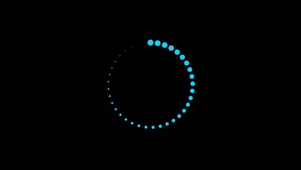 Blue loading circle with black background