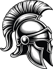 Fototapeta premium Spartan Warrior Helmet Illustration, Ancient Greek Roman Armor Vector.