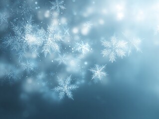 High-resolution seamless winter background with softly falling snowflakes on a smooth cool blue gradient backdrop
