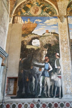 Frescoes in the bridal chamber in the Castle of San Giorgio in Mantua, Italy